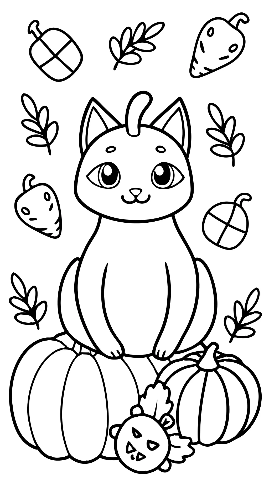 pumpkin and cat coloring page